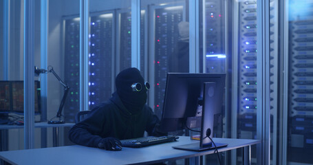 Fototapeta na wymiar Hackers breaking into a data center