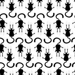 Seamless  black cat pattern vector illustration.