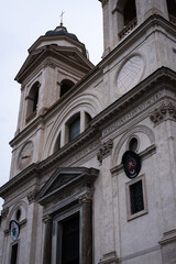 Fototapeta na wymiar Facade of the Trinita dei Monti church and convent in Rome