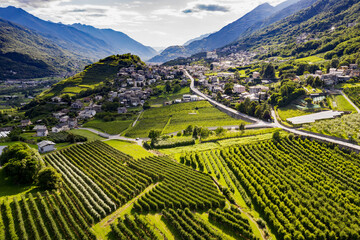 Tresivio - Valtellina (IT) - Aerial view of the town