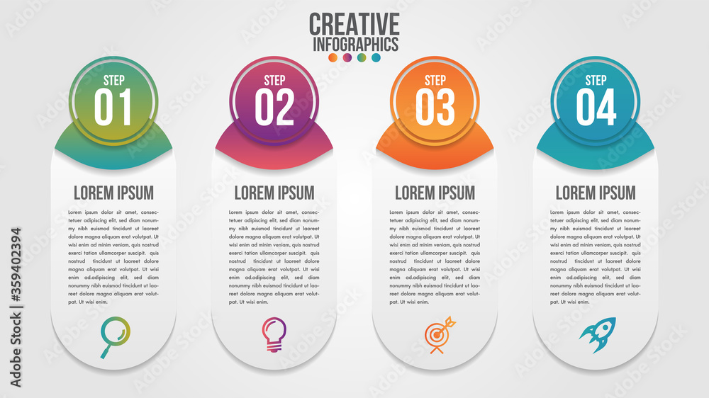 Wall mural infographic modern timeline design vector template for business with 4 steps or options illustrate a