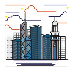 Obraz premium set of hong kong buildings