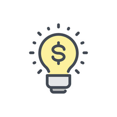 Financial Idea color line icon. Light Bulb with Dollar vector outline colorful sign.