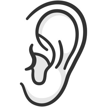 Human ear vector icon isolated on a white background.