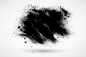 Fototapeta premium Hand painted ink blob with splashes. Black round button. Hand drawn grunge circle. Graphic design element for web, corporate identity, cards, prints etc.