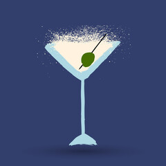 A hand-painted illustration of a Manhattan cocktail. Yellow cocktail hand drawn splash watercolor illustration isolated on white background