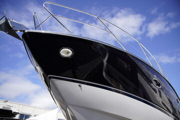 Luxury boat shot from below.