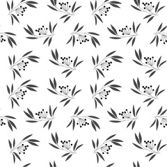 Obraz premium Seamless pattern of black white twigs with berries.