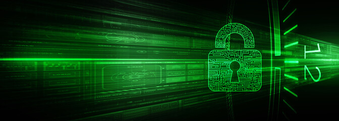 2d illustration Safety concept: Closed Padlock on digital background