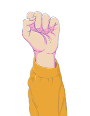 woman's hand, white background color illustration