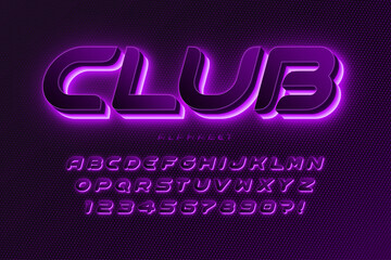 Futuristic sci-fi alphabet, extra glowing space design