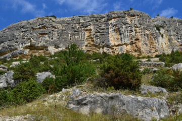 Fototapeta na wymiar Steep rock wall in the Big Crimean canyon
