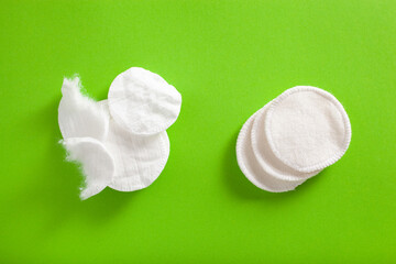 zero waste eco friendly hygiene bathroom concept. single use and reusable washable cotton pads