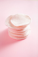 Fototapeta na wymiar zero waste eco friendly hygiene bathroom concept. reusable washable cotton pads