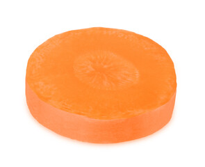 Fresh carrot slices isolated on a white background.