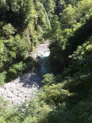 Scenery along the Kurobe River in the Kurobe Gorge