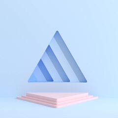 Abstract geometry mock up of podium in minimal style. 3D rendering.