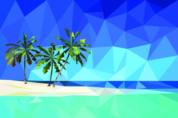 Vector Low Poly Sea and Palm