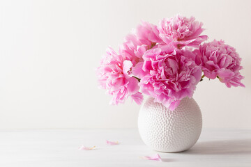 beautiful pink peony flowers bouquet in vase