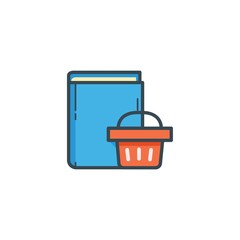 book with shopping basket icon