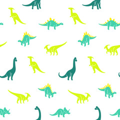 Simple seamless trendy pattern with style cartoon dinosaur. Cartoon vector illustration.