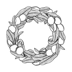 Graphic shea wreath isolated on white background