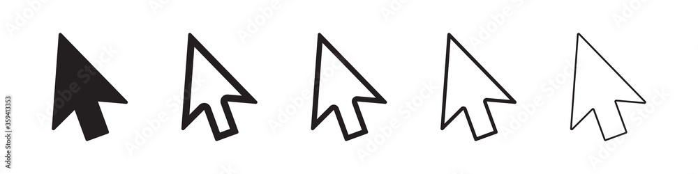 Aufkleber Computer mouse cursor icons in five different versions in a flat design