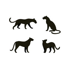 Panther icon set. Different type of panther Vector illustration for prints, clothing, packaging, stickers.