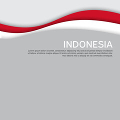 Cover, banner in national colors of Indonesia. Creative background for patriotic holiday card design. National Poster. Abstract waving flag of indonesia. Paper cut style. Vector design