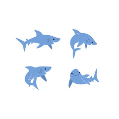 Naklejka premium Cartoon shark sketch line icon. Сute animals set of icons.