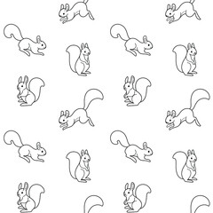 Simple seamless trendy animal pattern with squirrel. Cartoon vector illustration.