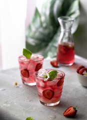 Sugar free strawberry lemonade with basil