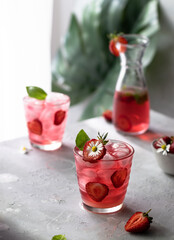 Sugar free strawberry lemonade with basil