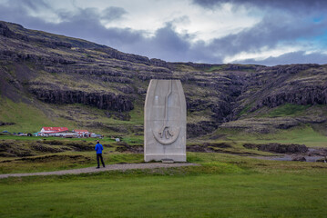 Jon Eiriksson memorial near small Skalafell village, Iceland - obrazy, fototapety, plakaty