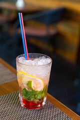 Refreshing mojito with crushed ice on a hot summer day