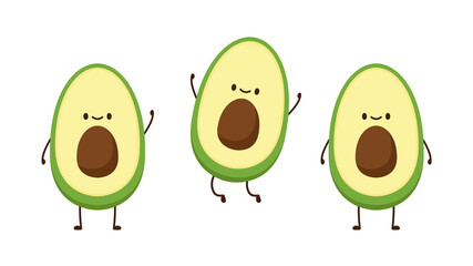 Avocado character design. avocado on white background.