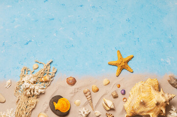 Summer holiday vacation journey exploration concept with copy space. Top view.