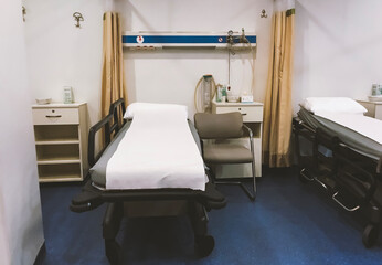 empty hospital emergency room. covid-19 corona virus.