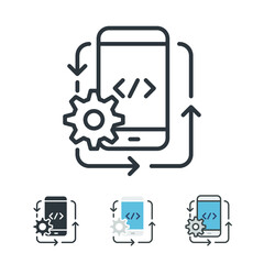 Back End with gear wheel for application programming interface icon for web and mobile. Idea of making creative products. Mobile App Development icon. Vector illustration Design white background EPS10