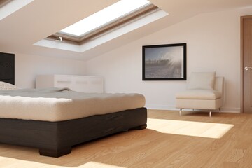 modern bedroom  interior design. 3D illustration