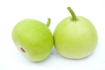 the fresh green round gourd isolated on white background