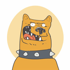 guard dog funny cartoon, vector illustration. 