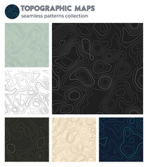 Topographic maps. Awesome isoline patterns, seamless design. Attractive tileable background. Vector illustration.