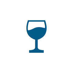 Wine Glasses Blue Icon On White Background. Blue Flat Style Vector Illustration