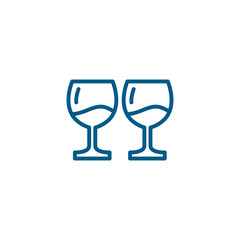 Wine Glasses Line Blue Icon On White Background. Blue Flat Style Vector Illustration