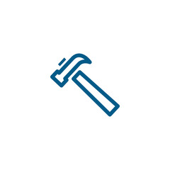 Hammer Line Blue Icon On White Background. Blue Flat Style Vector Illustration
