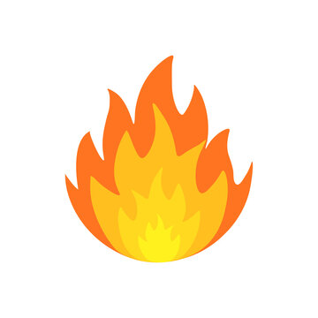 vector illustration of burning bonfire with wood on white background