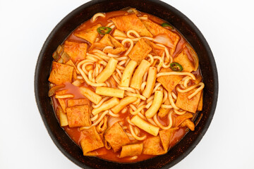 Red Tteokbokki on white background