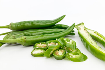 Green pepper on white background