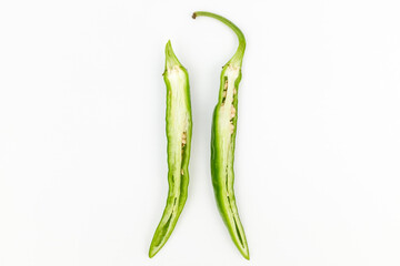 Green pepper on white background